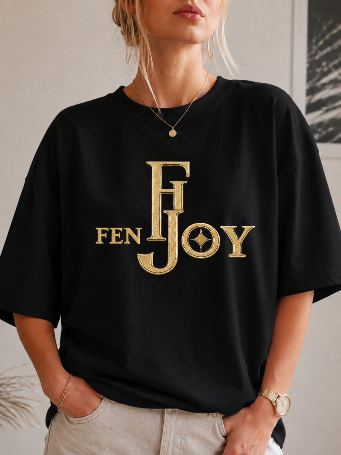 T-shirt Oversized Premium FENJOY Noir